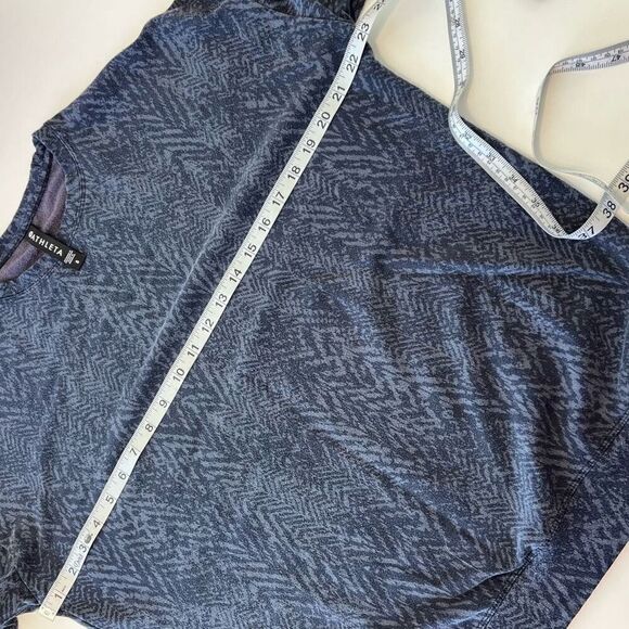 Athleta crew neck navy blue brindle pattern long sleeve sweater size small runs - Picture 4 of 12